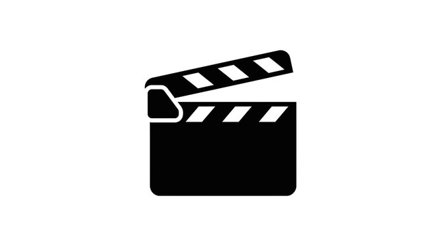Black movie director clapperboard icon.