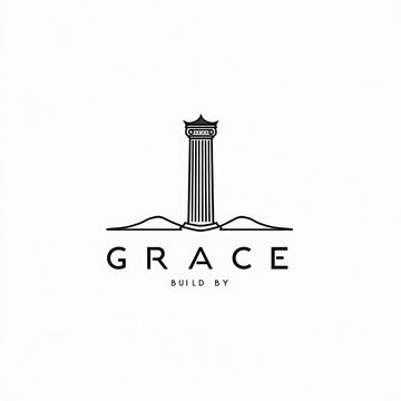 Elegant minimalistic logo design featuring a stylized classical column and the word "GRACE" in modern typography