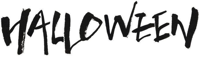 Halloween calligraphic hand written lettering phrase with brush texture isolated on transparent background © UYAOWL