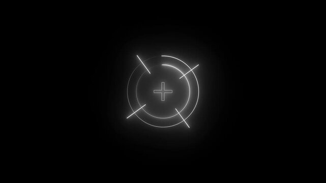Glowing digital target hud overlay, futuristic precision aiming reticle animation