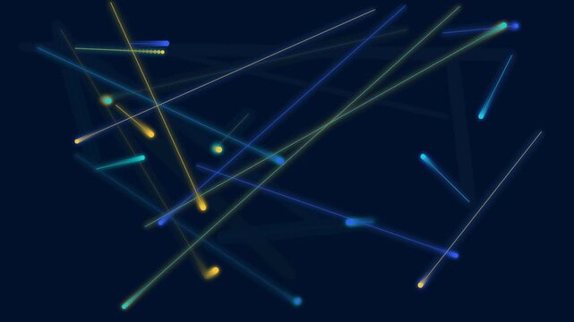 Colorful cosmic lines and dots on dark space background