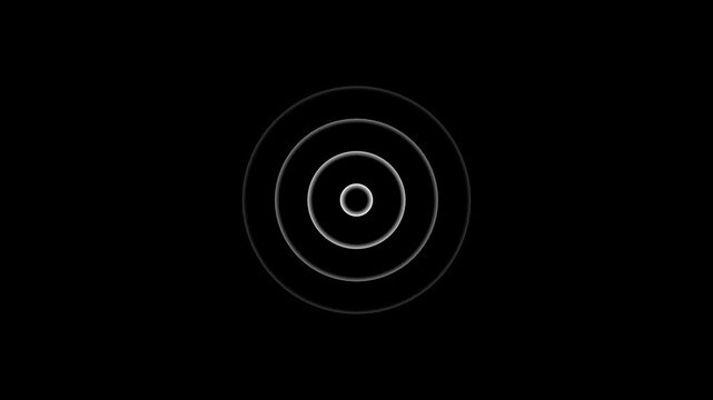 Pulsing concentric circles motion abstract digital ripple animation on black background, pulse