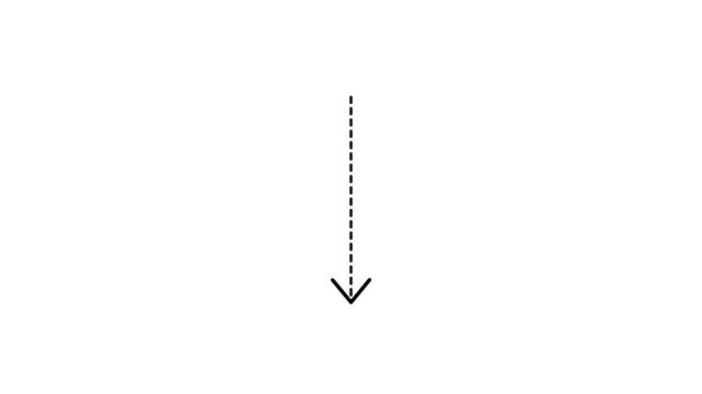 down arrow direction icon with dotted line animation on white background. dot arrows icon sign animated,4k quality arrow video.