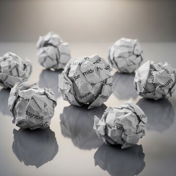 紙くずの山、アイデアの失敗、創造的なブロック