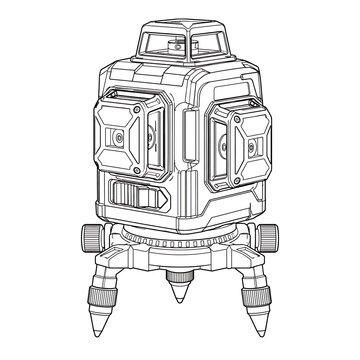 technical laser level tripod illustration, laser level, laser level tripod, surveying equipment, construction laser, laser measuring tool, tripod stand, surveying tripod, construction equipment, preci