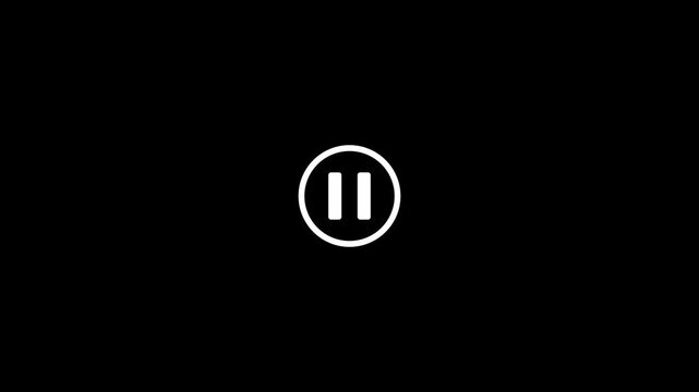 pause icon animation glowing media player control pause button circle animation, glowing pause symbol motion graphic audio video control, play icon 4k video.