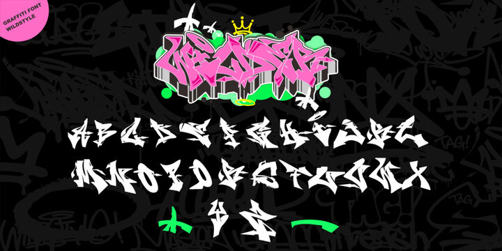 Graffiti Alphabet Wildstyle editable illustration
