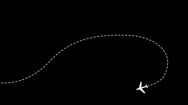 Travel on airplane flight route with start point. for navigation, battlefield, and Motion graphics of travel concept, 4k quality animation video.