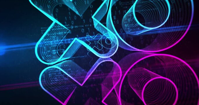 XOXO love romantic greeting icon looped abstract digital object. Cyber  technology concept symbol seamless loop animation.