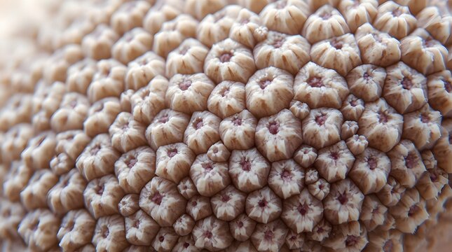 Macro close up of detailed coral reef texture with organic repetitive flower like polyp pattern