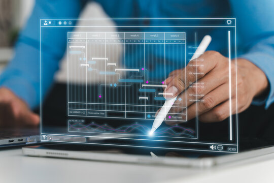 Calendar interface with marked date, hand pointing at schedule, planning productivity, deadline reminder, appointment booking and business workflow, smart organization tool, time management concept