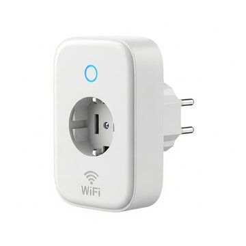 Smart wifi plug power outlet adapter for smart home automation, isolated on white background