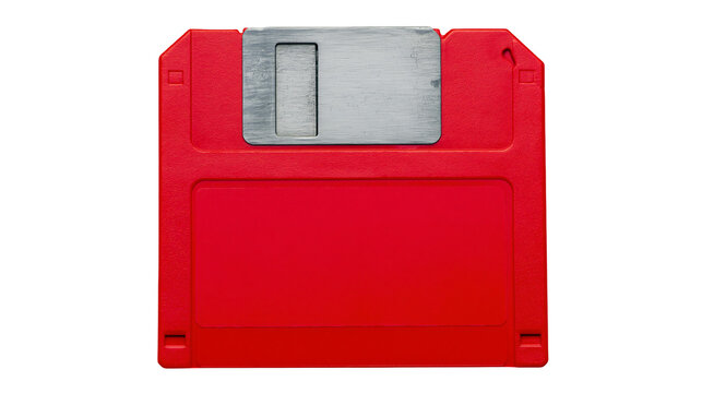 Red 3 5 inch floppy disk with metal shutter