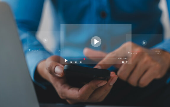Modern concept live streaming and video content creation, business use technology laptop with multiple video play and live stream, digital media and online communication, social media marketing