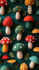 Naklejka premium Wallpaper of felt mushroom forest backgrounds fungus agaric.