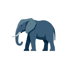 Fototapeta premium Blue Elephant Silhouette Against White Background Elephant Blue Animal