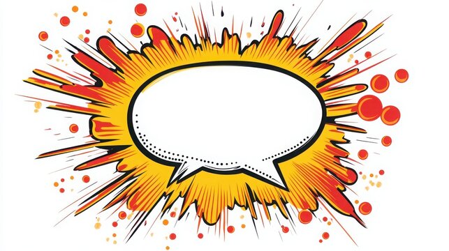 Speech bubble features a vibrant comic book style explosion design that provides an eye-catching element for creative communication projects.