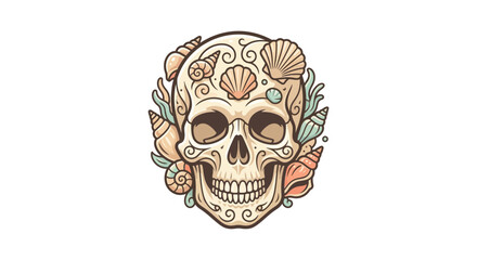 Fototapeta premium Shell decorated human skull.
