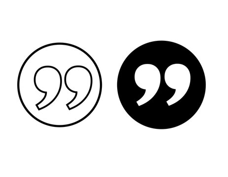Quote marks icon set. Solid and stroke Style quotation Icons.Quotation mark sign.double quote, inverted comma, speech marks, solid and outline typography symbols.