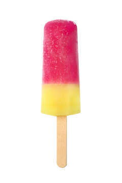 Pink fruit or berry ice cream popsicle isolated. Transparent PNG image.