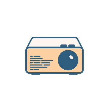Simple vector icon of a digital video projector for cinema and home theater presentation equipment isolated on transparent background, Vector