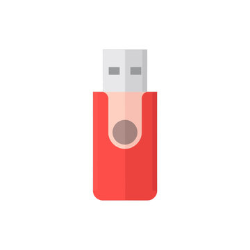 Red usb flash drive memory stick for data storage and file transfer icon isolated on transparent background, Vector
