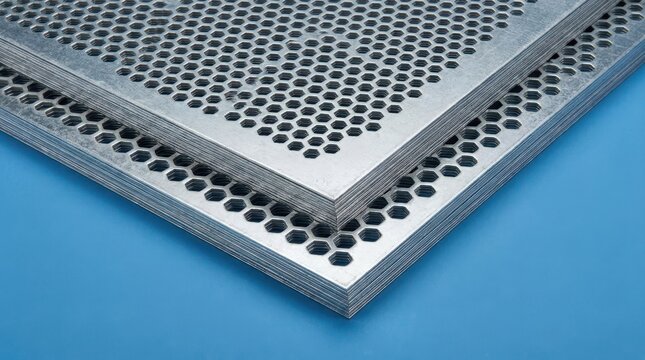 Stacked Galvanized Steel Sheeting with Honeycomb Pattern Close-Up