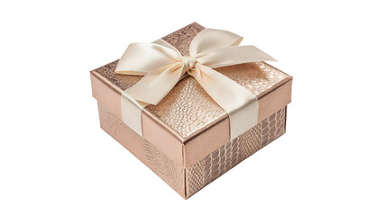 Square light pink gift box wrapped with elegant white ribbon isolated on transparent background © PNG_MEGAStock
