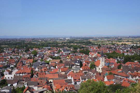 View of Schriesheim, aerial view, Baden-W&uuml;rttemberg, Germany.
