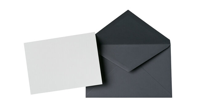 Dark gray envelope with white card