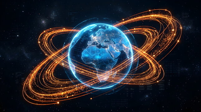 Global Digital Network with Glowing Earth and Worldwide Data Connections
