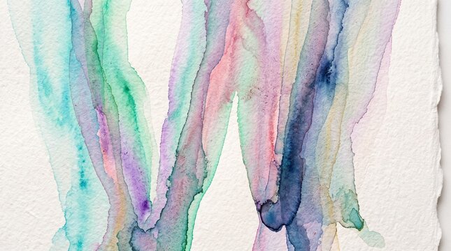Aurora-Inspired Watercolor Veils in Blue Green Pink and Violet, Abstract Background