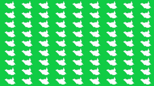 South Sudan map pattern scrolling perfect 15 second loop with green background
