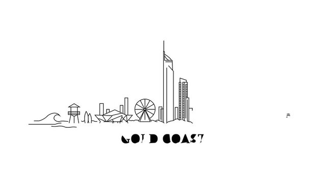 Minimalist line art captures Gold Coast's skyline