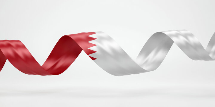 Wavy ribbon with the national flag of bahrain on a white background
