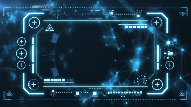 Futuristic HUD Technology Interface Panel with Hologram Display Background