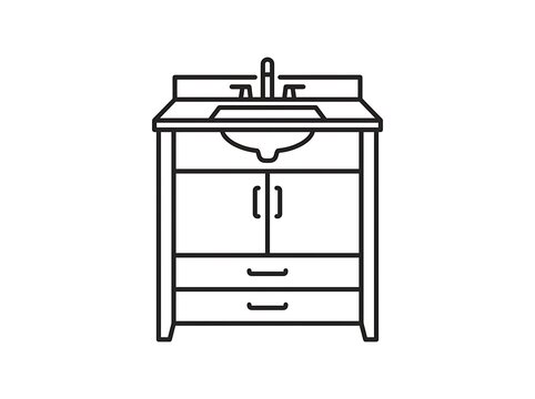 Modern bathroom vanity with sink and double doors cabinet