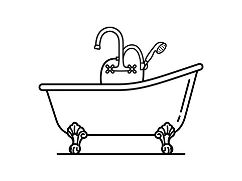 Vintage clawfoot bathtub with faucet and shower head