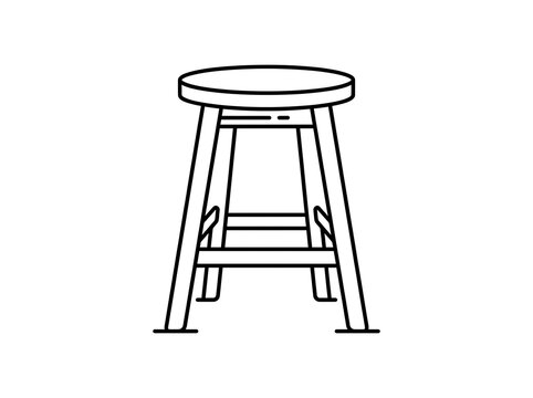Simple three-legged wooden stool with round seat