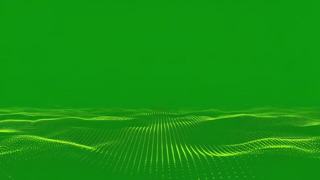 Green screen digital wave animation with black horizontal divider for visual effects