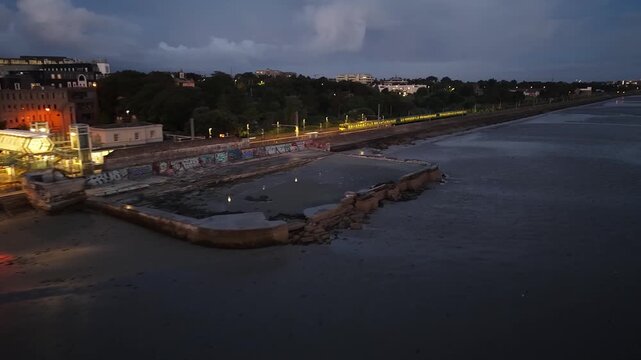Aerial View of Blackrock Dublin Ireland at Sunrise in Golden Morning Light
