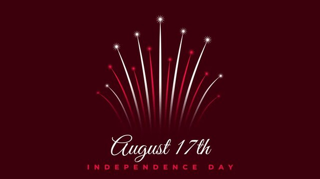 August 17, indonesia independence day, indonesian fireworks flag on green. Indonesia national holiday august 17th independence day. Banner, greeting card, invitation. 2D animation, seamless loop