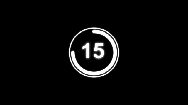 20-second countdown timer with circular progress bar on black background, smooth motion graphics.