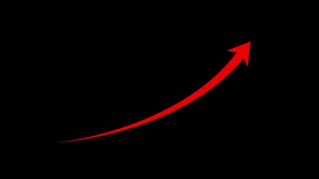 Abstract arrow business graph icon animation. Arrow rising on transparent background.