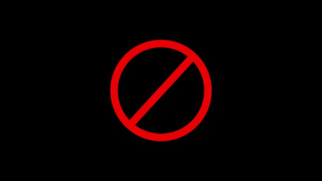 No entry icon animation showing denied access and restricted status, representing ban signal and access prohibition, 4K video.