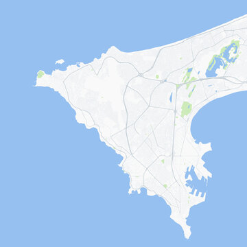 Minimal vector city map of Dakar with streets, districts and road network