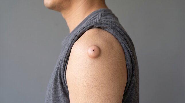 Epidermoid Cyst Sebaceous Cyst Subcutaneous Swelling Nodule on Male Shoulder