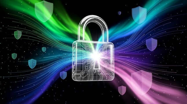 Digital padlock representing cybersecurity and data protection concept