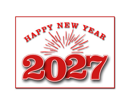 Happy New Year 2027 - poster for Year Change  - 3D Illustration