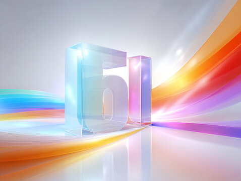 Festive 3D Transparent Glass Numbers '61' for Children's Day